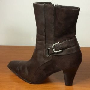 What’s What brown leather and suede booties